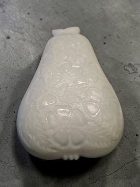 vintage Hazel Atlas Milk Glass Pear Trinket Nut Dish  1950s or 1960s. 